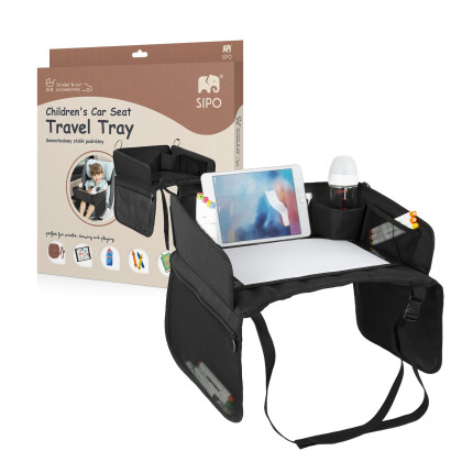 Skládací stolek do auta s kapsou na tablet černý Sipo