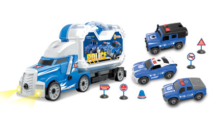 Policejní kamion s 3 auty šroubovací s efekty 42 cm