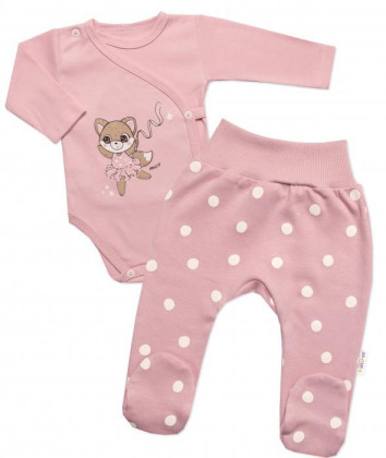 Zavinovací kojenecké body + polodupačky Marta, 2D sada, Mrofi, pudrově růžová