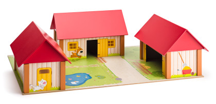 Statek se třemi budovami a podložkou