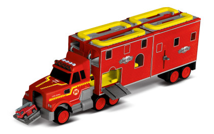 Hasičská stanice kamion s efekty 61x18,5x26 cm