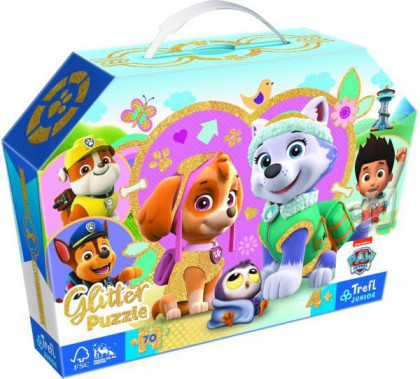 Puzzle třpytivé Skye a Everest Tlapková patrola/Paw patrol 70 dílků