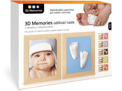 3D Memories odlévací sada baby pro 3D odlitek ručiček a nožiček - 2 rámečky olšové