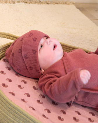 Čepička Beanie Print Rib LODGER - Rosewood