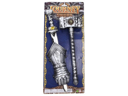 Sada rytíř kladivo 38 cm meč a rukavice