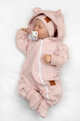 Rostoucí teplákový overal, čepice, botky, 3D, Nature - růžová Baby Nellys