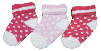 Froté ponožky kojenecké růžový puntík 0 - 6 měs  - 3 páry - VÝHODNÉ BALENÍ