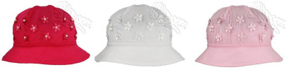 Dívčí letní klobouček Kvítečka s perličkami vel. 52