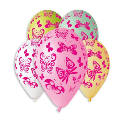 Balonek/Balonky nafukovací motýl 12'' průměr 30 cm 5 ks