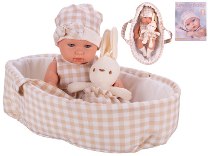 Miminko tvrdé tělo s nosítkem pro miminka a zajíčkem 33 cm