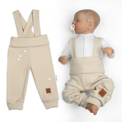 Rostoucí legíny se šlemi, žebrované s širokým pásem béžové