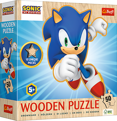 Dřevěné puzzle Sonic, 50 dílků