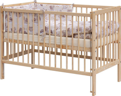 Postýlka přírodní borovice 120 x 60 cm s kompletní výbavou Dino