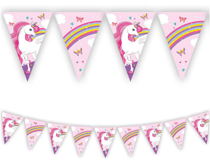 EKO vlaječková girlanda Jednorožec – 9 vlajek dekorace na oslavu