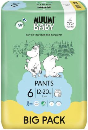 Kalhotkové eko pleny Muumi Baby Walkers 6 Junior 12-20 kg 52 ks