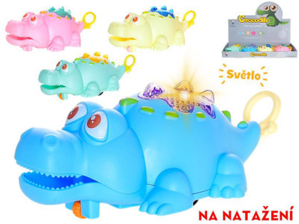 Krokodýl 11 cm jezdící na natažení se světlem