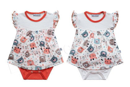 Bavlněné body - šatičky kr. rukáv Medvídek Baby Service