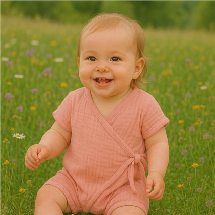 Kojenecký letní mušelínový overal New Baby pink