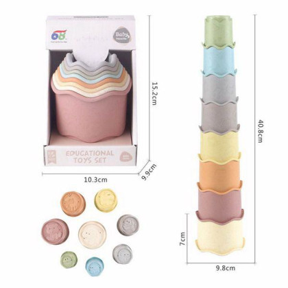 Kelímky stohovací věž 40,8 cm vlnky 8 ks