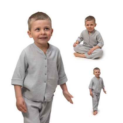 Dětská mušelínová košile Luca Dove Grey Esito