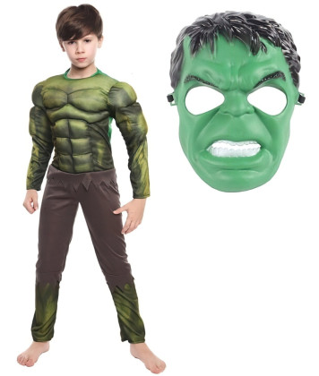 Dětský kostým Svalnatý Hulk s maskou Vel. 110-122/M
