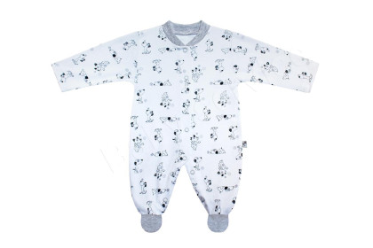 Bavlněný overal s rukavičkami Pejsek Baby Service Šedý lem