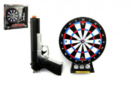 Pistole laserová 23cm + terč 19cm baterie se světlem se zvukem