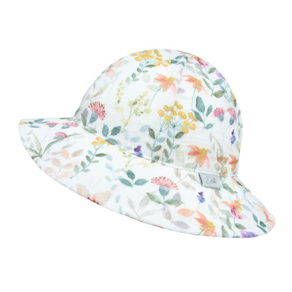 Dívčí klobouk mušelín Meadow bílý Esito