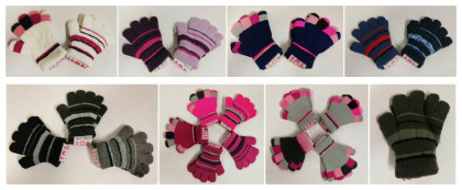 Zimní prstové rukavičky pletené proužkované Vel. S (1-3 roky)