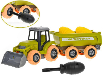 Traktor 28 cm šroubovací volný chod s vlečkou a klasy