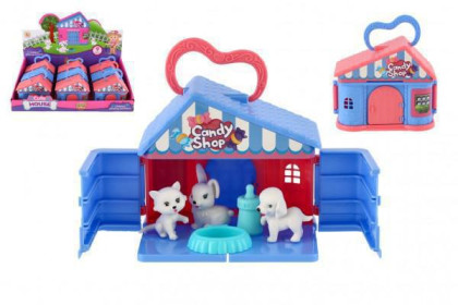 Domeček se zvířátky s doplňky 9 ks