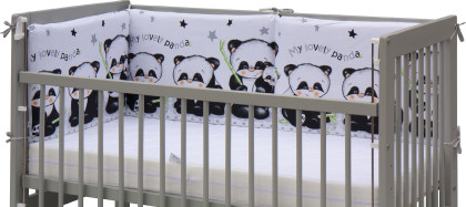 Mantinel do postýlky 4dílný - Scarlett Panda - 180 x 40 cm - bílá