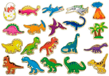 Dřevěné magnety 20 ks - dinosauři Viga