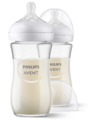 Láhev Natural Philips Avent Response skleněná 240 ml, 1 m+, 2 ks