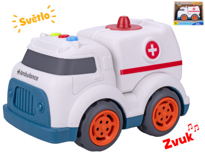 Auto ambulance 17 cm volný chod na baterie se světlem a zvukem 18 m+