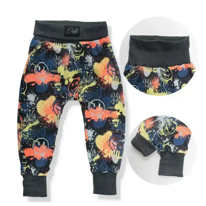 Dětské tepláky s vysokým pasem Smile - šedá Esito