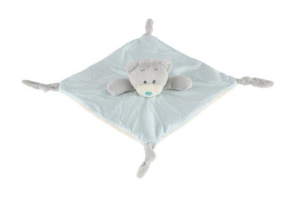 Plyšový medvěd usínáček chrastítko 25 x 25 cm modrý 0+