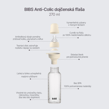 Antikoliková láhev se silikonovým dudlíkem 270 ml Bibs