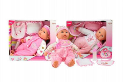 Panenka miminko s lahví a bryndáčkem měkké tělo plast 36cm