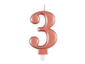 Svíčka dortová rosegold metalická