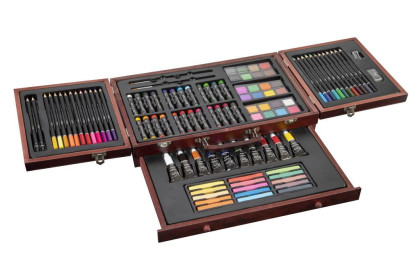 Umělecký kufřík dřevěný naplněný