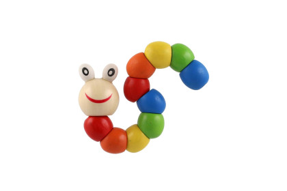 Červík/housenka kloubový dřevo 18 cm barevný