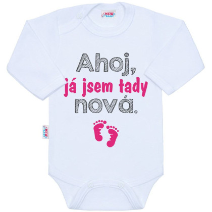 Body s potiskem New Baby Ahoj, já jsem tady nová - dárkové balení 