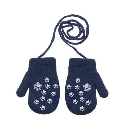 Zimní palcové zapletené rukavičky se šňůrkou tlapky 9 - 12 měsíců