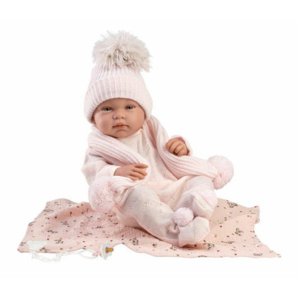 New Born holčička Llorens 84338 - realistická panenka s celovinylovým tělem 43 cm