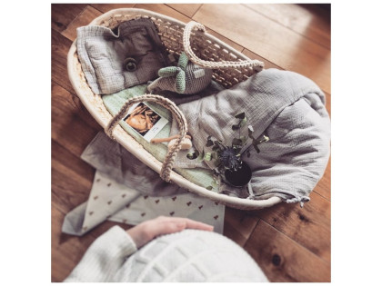 Mojžíšův košík pro miminko Corn Natural + matrace Basic Ahojbaby