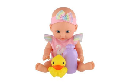 Panenka miminko 26 cm pevné tělo s vaničkou s doplňky