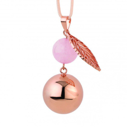 Těhotenská rolnička Fantasy Rose gold pearl leaf