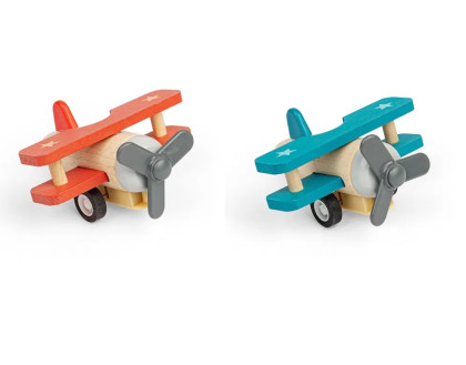 Dřevěné natahovací letadlo Dvouplošník Bigjigs Toys