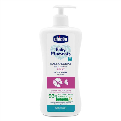 Šampon na tělo s dávkovačem Baby Moments Relax 93% přírodních složek 500 ml Chicco